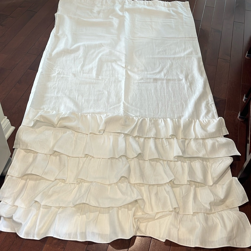Pottery barn kids Evelyn Linen Blend Ruffle Bottom Blackout Curtain 2 panels